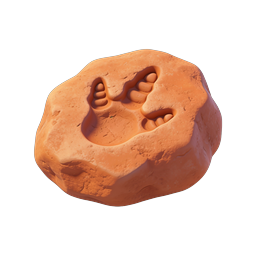 Icône 3D de visage en pierre argileuse joyeux au sourire radieux