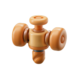Icono de válvula de grifo estilo arcilla - Fontanería naranja 3D