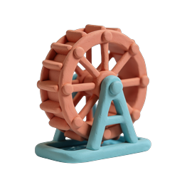 Clay Ferris Wheel 3D Icon - Handcrafted Amusement Park