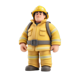 Clay Style Firefighter Character Icon | 3D Emergency Hero