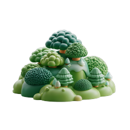Clay 3D Forest Hill Icon — Whimsical Nature Illustration