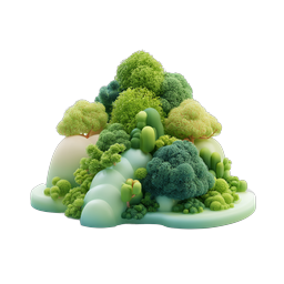 Clay-Style Miniature Forest Island 3D Icon