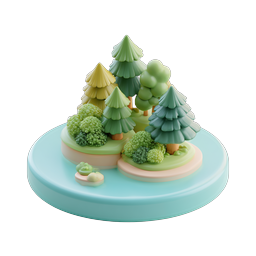 Clay Forest Island 3D Nature Icon