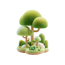 Icona scena forestale in stile argilla | Design natura in miniatura