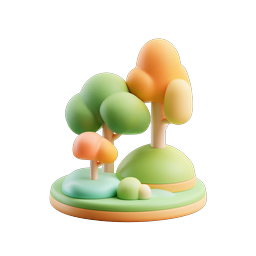 Icône 3D Scène de forêt en argile - Illustration nature fantaisiste