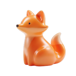 Clay Style Orange Fox Icon - 3D Rendered Wildlife