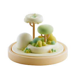 Clay Garden Island 3D Icon - Pastel Nature Scene