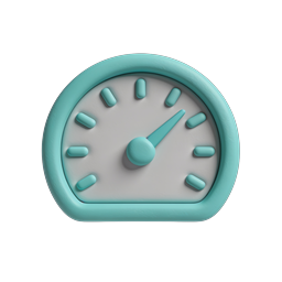 Clay Style Gauge Meter Icon - 3D Teal Dashboard UI