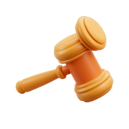 Clay-Style Gavel Icon | 3D Legal Symbol Design