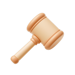 Clay Style Gavel Icon - 3D Legal & Justice Symbol