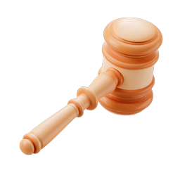 Clay Style Gavel Icon - 3D Legal Symbol