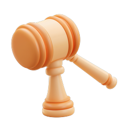 Clay Style Gavel Icon - 3D Legal Symbol Design