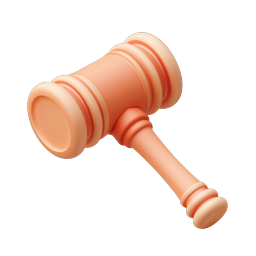 Clay Style 3D Gavel Icon for Legal & Court Use