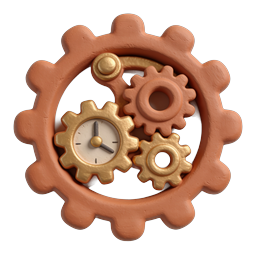 Clay Gear Clock Settings Icon - 3D Configuration Symbol