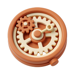 Clay Gears Timer Icon - 3D Mechanical Processing
