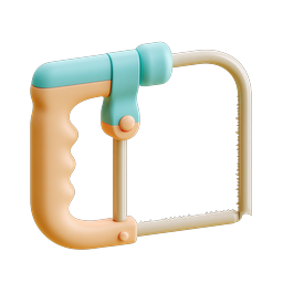 Clay Style Hacksaw Tool Icon - 3D Rendered DIY Equipment