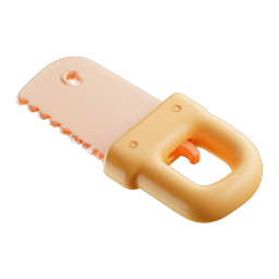 Clay Hand Saw Icon - 3D Carpentry Tool Design