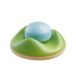 Clay Hill with Blue Dome – 3D Nature Icon
