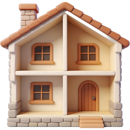 Clay House Icon - 3D Real Estate Property Illustration
