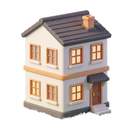 Charming Clay-Style House Icon for Real Estate & Home Apps