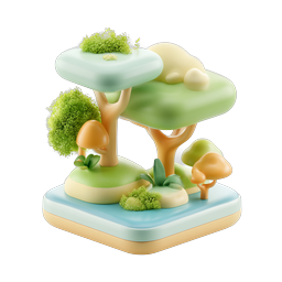 Clay Island Diorama Nature Icon | Miniature Forest Scene