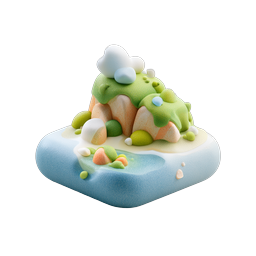 Icona natura diorama isola 3D in stile argilla