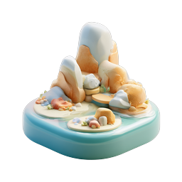 Clay-Style 3D Miniature Island Diorama Icon