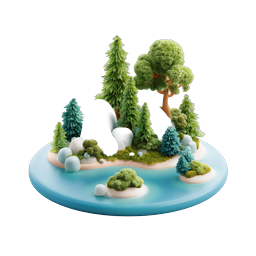 Clay Style Miniature Forest Island 3D Icon