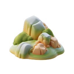 3D Clay Style Island Rock Formation Icon