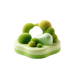 Clay-Style Miniature Green Garden Island Icon