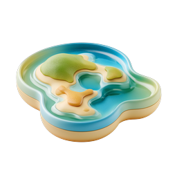 Icona isola 3D in stile argilla | Mappa topografica lucida