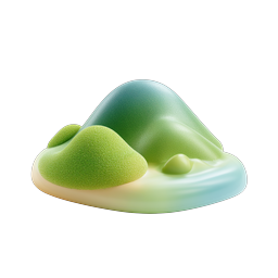 Clay-Style Island Hills 3D Nature Icon