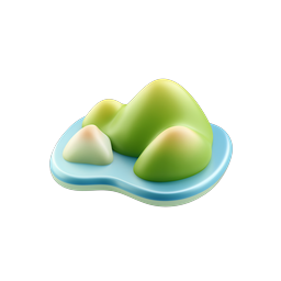 Clay Style Island Hills 3D Nature Icon