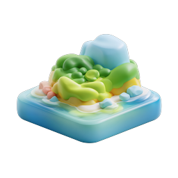 Clay 3D Island Icon | Glossy Miniature Landscape