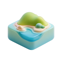 ไอคอนเกาะ 3D สไตล์ดินปั้น - ภูมิทัศน์จำลอง