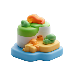 Charming Clay-Style Island 3D Icon for Nature Designs