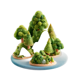 Clay Style Island Landscape 3D Nature Icon
