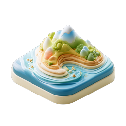 Clay Island Landscape 3D Icon - Miniature Nature Scene