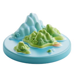 Clay 3D Island Mountains Landscape Icon - Miniature World