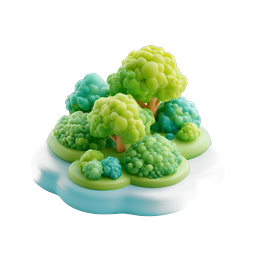 Clay Style Miniature Island with Trees 3D Icon