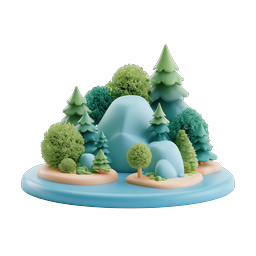 Clay Style Island Nature Scene 3D Icon