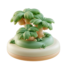 Clay-Style Tropical Palm Tree Island 3D Icon
