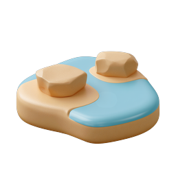 Clay Island Pond 3D Icon - Tropical Beach Scene