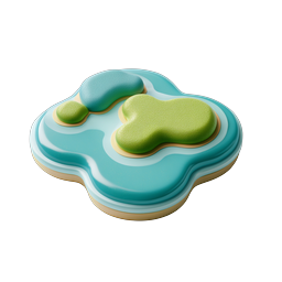 Ícone 3D Lagoa de Ilha Tropical Estilo Clay - Gráfico de Natureza