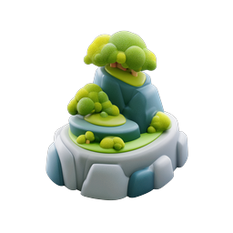 Clay Style Floating Island with Trees and Rocks