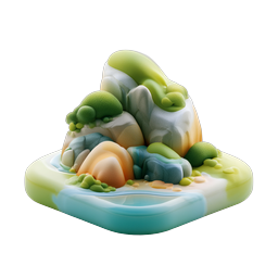 Icono de paisaje de isla de arcilla 3D | Escena natural