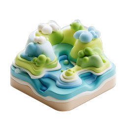 Clay Island Terrain Icon - 3D Miniature Landscape Design