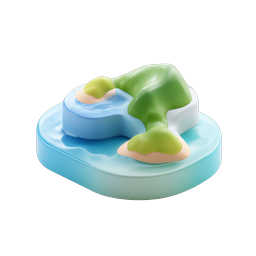 3D Clay Island Terrain Icon - Glossy Nature Design