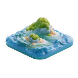 Clay-Style 3D Island Terrain Icon | Ocean Island Illustration