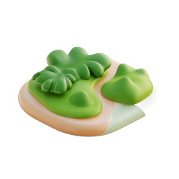 Clay Style Island Terrain 3D Icon for Nature Design
